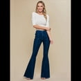 thumbnail image 4 of Pantalones Vaqueros Acampanados con Parches de Estrellas para Mujer, Cintura Media, Corte Acampanado, Elásticos, Pierna Recta, Ajustados. Azul Oscuro L, 4 of 10
