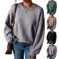 thumbnail image 6 of Pearl-Embellished Shoulder Sweater for Women, Crewneck Knit Pullover with Pearl Accents, 6 of 8