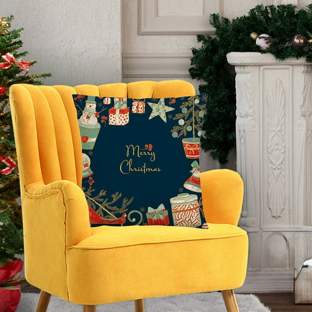 Merry Christmas Pillow Covers Navy Blue Christmas Pillow Cases Soft Christmas Decorative Pillow Covers Xmas Holiday Throw Pillow Covers