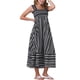 thumbnail image 4 of Vestido Maxi de Playa a Rayas sin Mangas de Cuello Cuadrado Boho para Mujeres Chic L Negro, 4 of 5