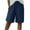 Navy, variant on Cotton Bermuda Shorts for Womens Elastic Drawstring Travel Shorts Casual High Waisted Slits Pocketed Short