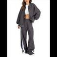 thumbnail image 3 of Conjunto de 2 Piezas para Mujer: Sudadera Informal de Larga con Cremallera y Pantalones Deportivos de Pierna Gris XXL, 3 of 10