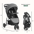 thumbnail image 4 of Evolur Breeze Lightweight Stroller Adjustable Backrest/Canopy, Storage Basket, Gray, 4 of 11
