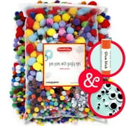 Pom Poms for Crafts with Googly Eyes & Glue Stick 2000pcs by Incraftables (Large & Tiny Pompoms)