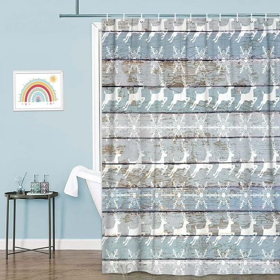 Winter Skiing Shower Curtain,Cable Ski Lift in Snow Mountain Bathtub Curtain,Polyester Fabric Upgrade Christmas Holidays Curtains for Bathroom Decor with 12 Hooks, 66x72in