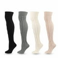 thumbnail image 5 of WREESH Women Fashion Thigh High Socks Over Knee Stockings Winter Striped Solid Color Thickening Knit Over-The-Knee Stockings Gray, 5 of 5