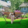 thumbnail image 5 of Double Hammock with Stand, Heavy-Duty 2-People Hammock, Stand Set with Carrying Bag, Storage Bag, Heavy-Duty Portable Hammock for Park, 450LB Capacity - Rainbow Stripe, 5 of 5