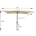 thumbnail image 7 of 9x6 Ft Outdoor Umbrella, Patio Sunbathing Umbrella with Crank and Push Button Tilt, All Weather Sun Shade for Garden Backyard Swimming Pool Beach, Tan, 7 of 7