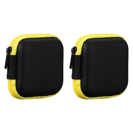2Pack Earbuds Case 2.95 x 2.95 x 1.38inch Portable Earbud Carrying Case Yellow