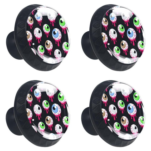 4 Pcs Halloween Knobs for Kitchen Cabinet Cupboard Dresser Bookcase Drawer Pulls Handles Round Home Decor