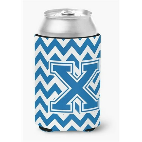 Letter X Chevron Blue & White Can or Bottle Hugger, 0.25 x 4 x 5.5 in.