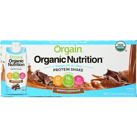Orgain Organic Nutrition Vegan Protein Shake, Smooth Chocolate, 16g Protein, 11 Fl Oz, 12 (Best Vegan Chocolate Uk)