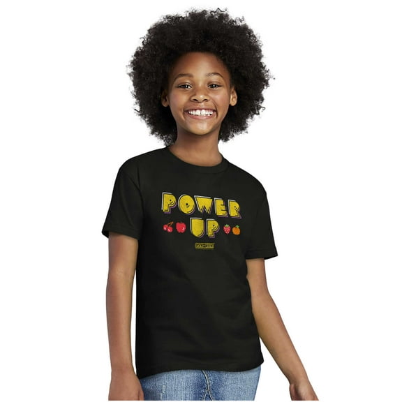 Retro PACMAN Game Power Up Fruit Crewneck T Shirts Boy Girl Teen Brisco Brands XS