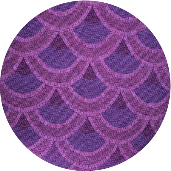 Ahgly Company Machine Washable Indoor Round Transitional Dark Magenta Purple Area Rugs, 6' Round