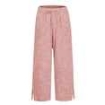 thumbnail image 6 of Wutalume Women's Striped Straight Leg Pants - Elastic Waist Loose Fit Cotton Linen Casual Trousers, Comfortable for Daily,Pink XL, 6 of 7