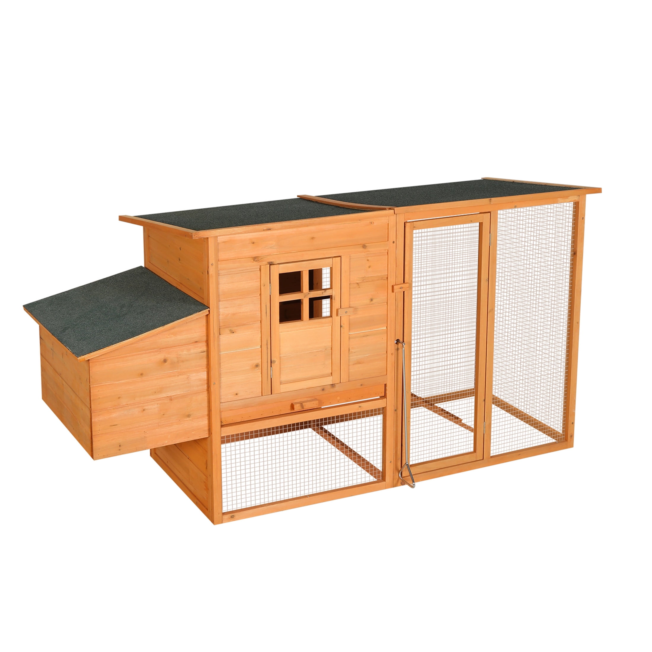 Noble House 76" Extra-Large Fir Wood Chicken Coop, Outdoor Poultry Hutch with Nesting Box and Tray, Natural
