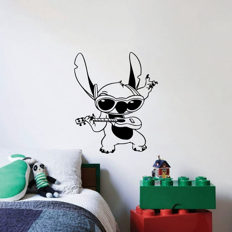 Lilo & Stitch Ukulele Guitar Hawaiian Disney Bedroom Wall Decal Decor  Sticker