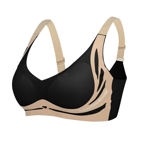 Sports Bras for Women Wireless Lifting Support Anti Sagging Comfort Push Up Bra Push Up Bra Black L