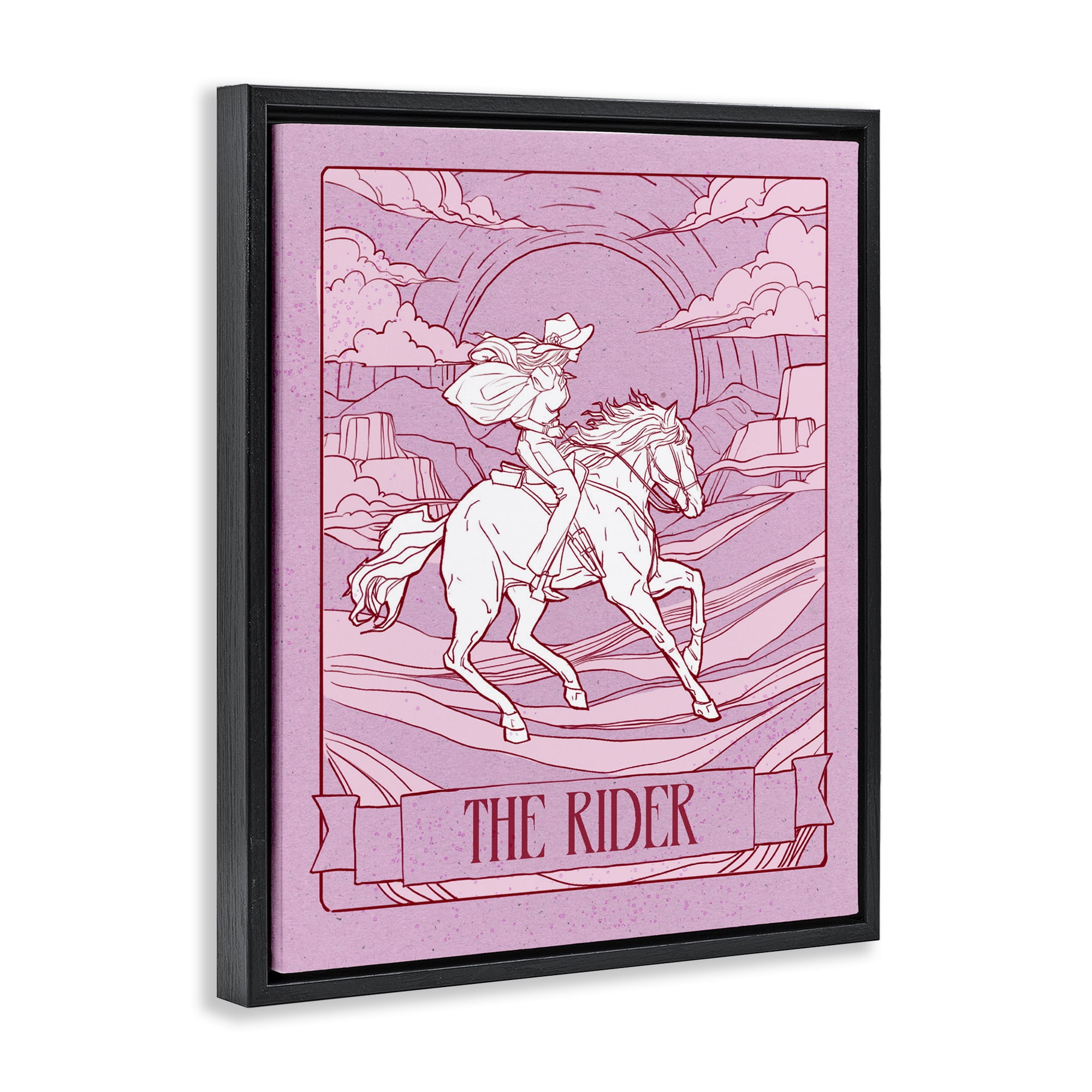 Stupell Industries Cowgirl Rider Tarot Card Black Framed Floater Canvas Wall Art, design by Ziwei Li