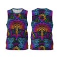 thumbnail image 2 of Gaeub Indian Mandalas Dragonfly Men's Mesh Basketball Jersey, Quick-Drying Sleeveless Top S-4XL, Loose Muscle Tank Top -4X-Large, 2 of 9