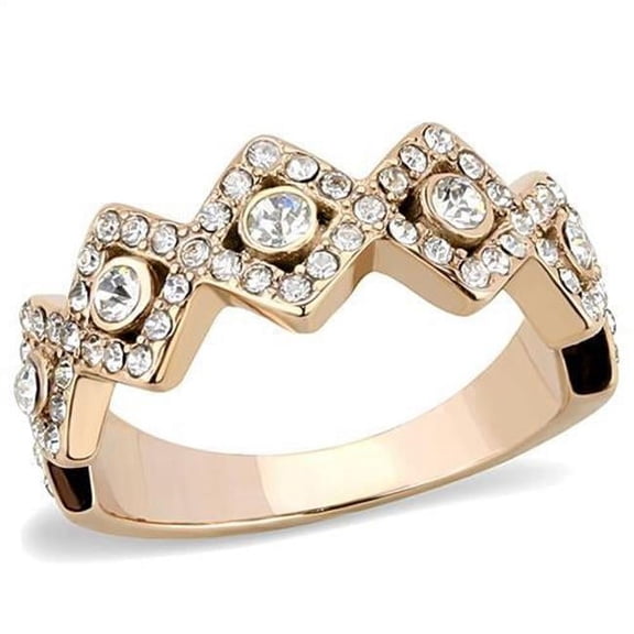 Alamode TK3237-7 Women IP Rose Gold Stainless Steel Ring with Top Grade Crystal in Clear - Size 7