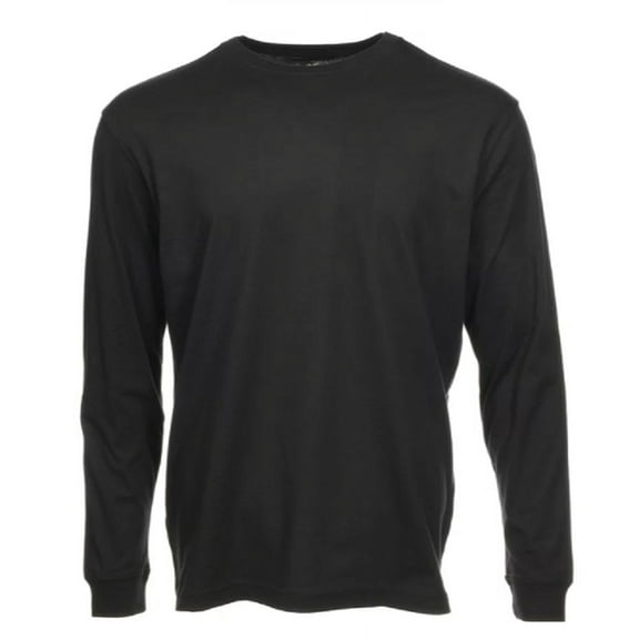 Blue Mountain YMK-1072 Men's Jersey Long-Sleeve Crew Neck T-Shirt, Black, L