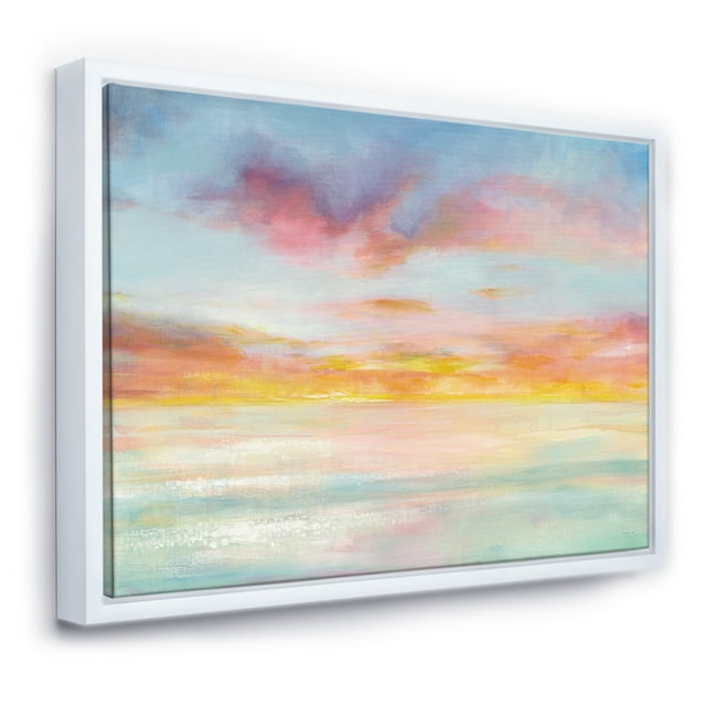 Pastel Pink And Blue Clouds - Traditional Framed Canvas