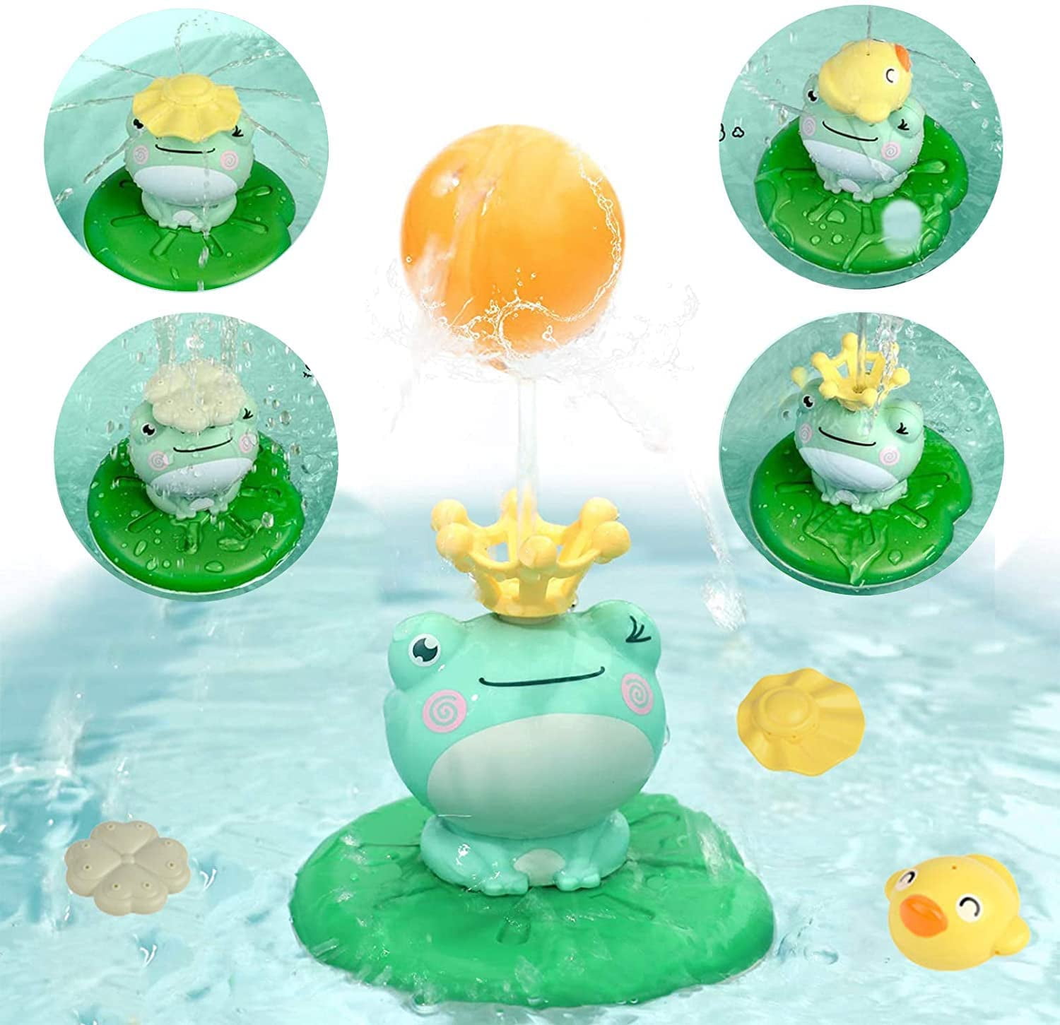 Fun Frog Baby Bath Toy Shower Spray Water Bathtub Spin Wall Toy For Toddler  Kids