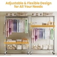 thumbnail image 4 of Garvee Rolling Clothes Rack, Adjustable Garment Rack, Wheels and Hooks, 45.2 x 15.8 x 75.7", Silver, 4 of 9