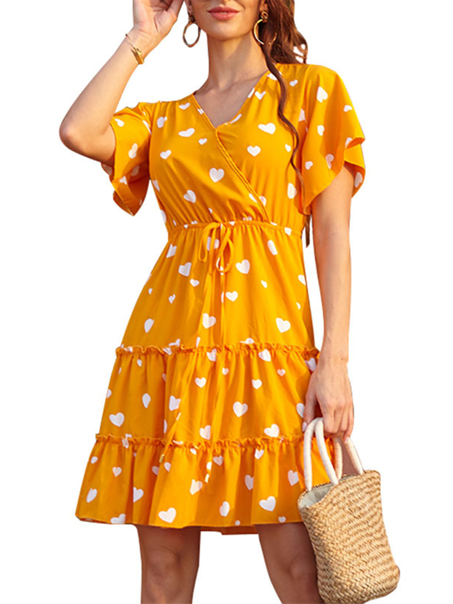 Boho Summer Short Sleeve Maxi Dress For 