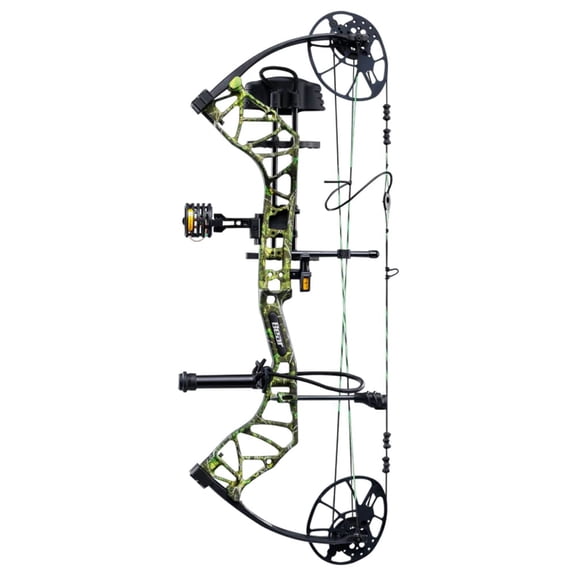 Bear Legit Maxx RTH LH70 Compound Bow, 10-70 lbs, 14-30" Draw, Dual Cam, 75% Let-Off, Toxic/Black, Trophy Ridge Accessories (AV54A23047L)