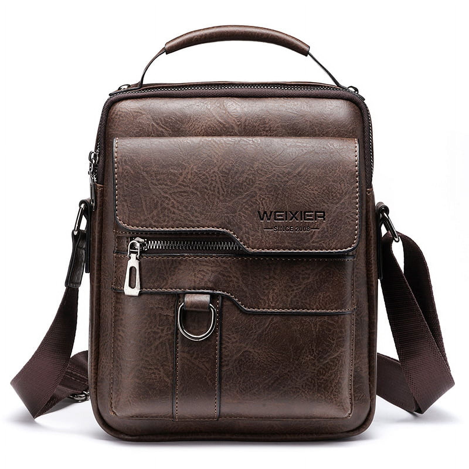 WEIXIER Men's Bag Cross-Body Bag Business Casual Vertical Type Travel Bag Shoulder Bag (Black)