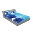 thumbnail image 2 of Ambesonne Flower Fitted Sheet & Pillow Sham Set, Orchid Floral Design, Queen, Violet Blue White, 2 of 2