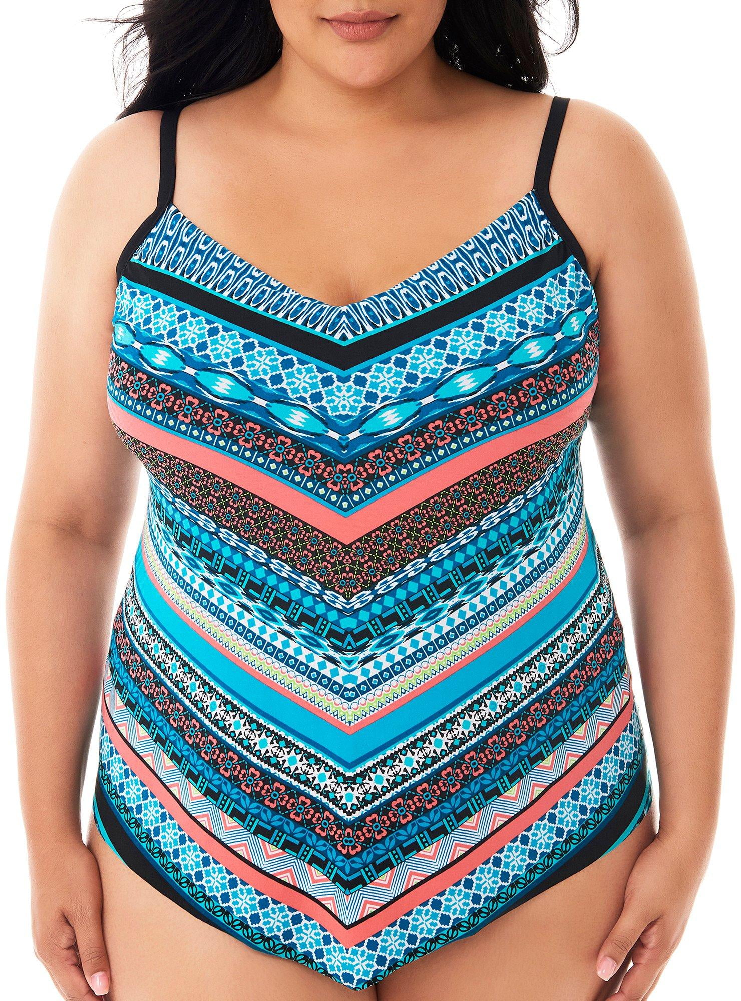 trimshaper striped tankini swimsuit top