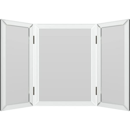 

MANXING 3 Way Mirror Trifold Vanity Mirrors 21 x 30 360 Degree View Tri Fold Triple Sided 3way Table Top Wall Mount Standing Foldable for Makeup Dresser Desk Bathroom Bedroom