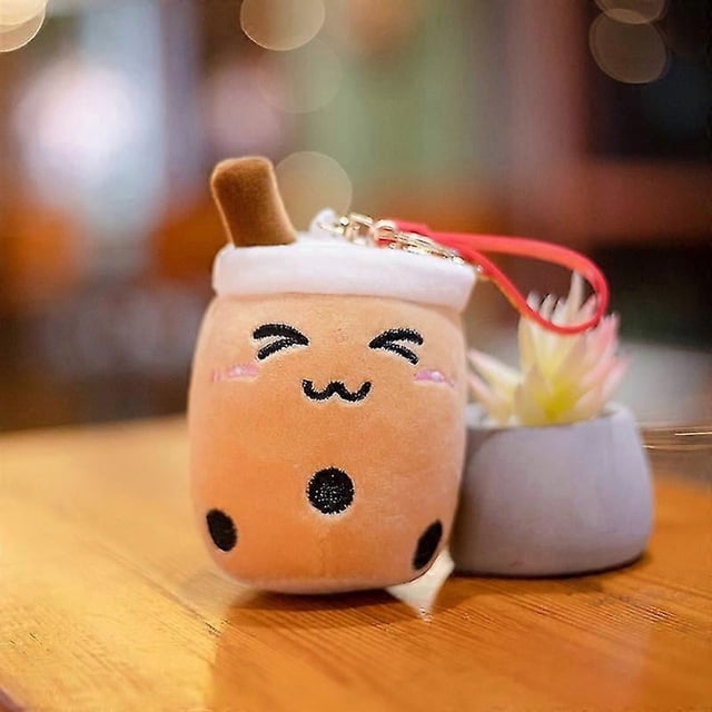 10cm Cute Bubble Tea Keychain Soft Plush Toy Pendant Stuffed Boba Doll Kawaii Backpack Bag Decor Birthday Gifts For Girls Kids