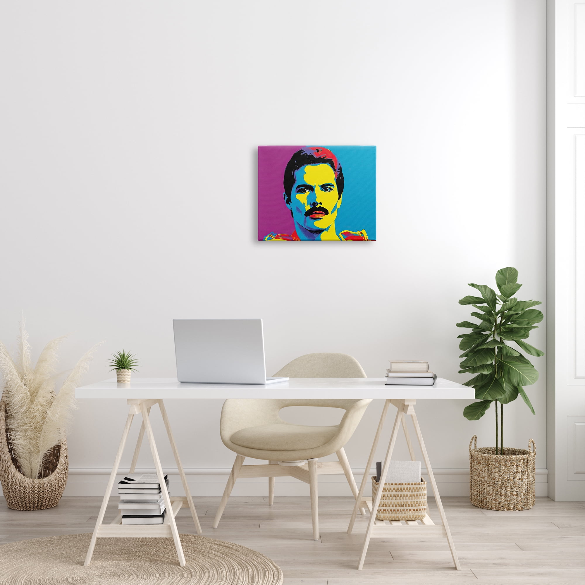 Stupell Industries Freddie Mercury Pop Style Abstract Painting Gallery Wrapped Canvas Print Wall Art, 20 x 16