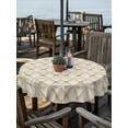 thumbnail image 6 of Outdoor Tablecloth with Umbrella Hole, Beige Geometric Spillproof Waterproof Outdoor Table Cover, Simplistic Chic Rustic Hexagon Pattern Patio Tablecloths for Party/Garden/Picnic, Round 54 inch, 6 of 9
