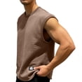 thumbnail image 3 of USNSM (M-5XL) Mens Big and Tall Workout Tank Tops Cotton Cut Off Sleeveless Muscle Shirts Gym Athletic Running T Shirt Brown XL, 3 of 7