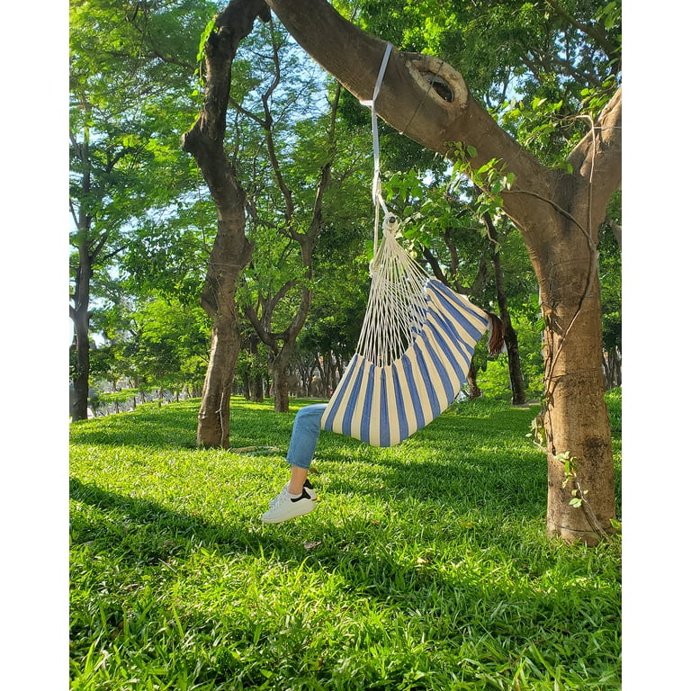 Sunyear Hammock Chair, Blue and White 