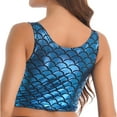 thumbnail image 4 of Zaldita Women Fish Scale Print Crop Tops Sleeveless U Neck Y2K Tops Dance Workout Yoga Street Tank Blue One Size, 4 of 7