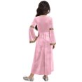 thumbnail image 2 of Miutii Kids Girls Renaissance Princess Dress Medieval Outfit Role-play Long Flare Sleeve Velvet Dress Up Pink 12, 2 of 6