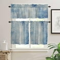 thumbnail image 2 of Christmas Blue Kitchen Curtains and Valances Set, Rod Pocket Curtains Tier Farmhouse Window Curtains 36 Inch Length, Winter Ombre Snowflake Vintage 3 Piece Kitchen Curtains Set, 2 of 6