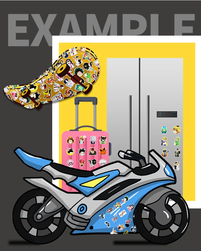 BUTTERFLY- 50Pc Waterproof Vinyl Stickers Japan Anime Luggage Phone Laptop Water Bottle Car