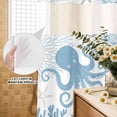 thumbnail image 3 of No Hook Shower Curtain, Navy Blue Octopus Coastal Shower Curtains for Bathroom with See Through Top Window, Nautical Coral Starfish Waterproof & Washable Bath Curtain Stand Up Stall 36"x72", 3 of 9