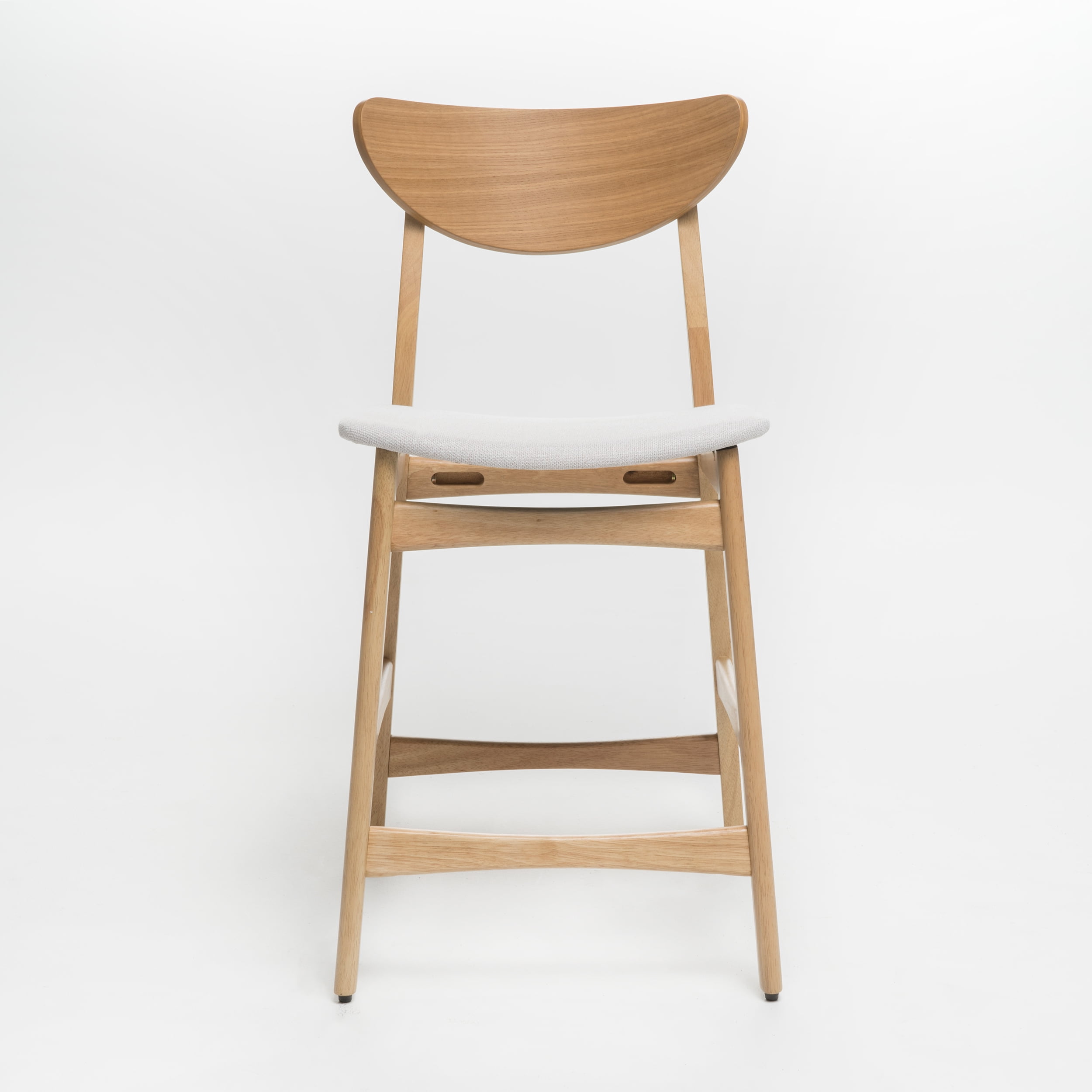 Noble House Gillian Indoor Fabric Counter Chair, Set of 2, Light Beige, Oak