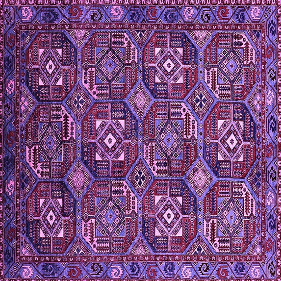 Ahgly Company Indoor Square Oriental Purple Industrial Area Rugs, 7' Square