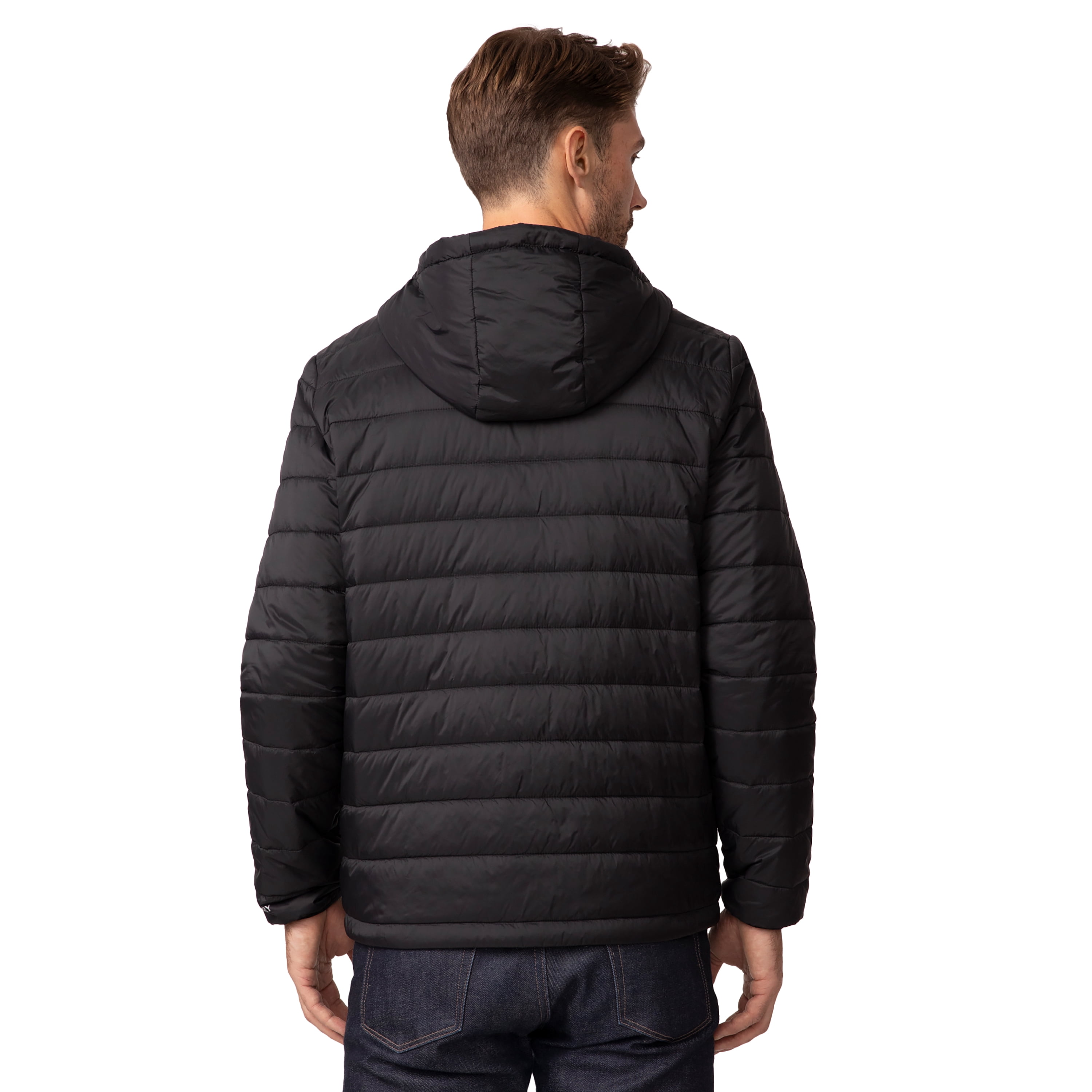 Free Country Men's Tri-Color Hooded Puffer Jacket Black S