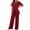Wine, variant on Purcolt Women's 2 Piece Elegant Wrap Asymmetrical Top and Wide Leg Pants Summer Casual Outfits Matching Sets for Vacation Travel