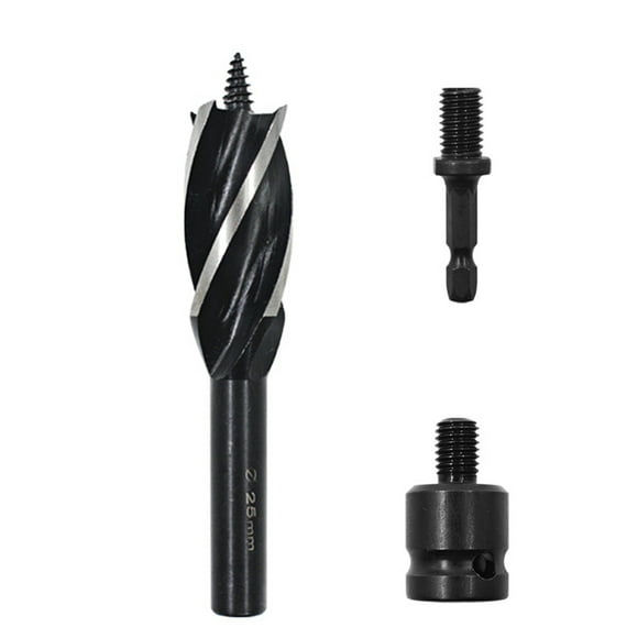 Auger Drill Bit Set 3 Pcs High Carbon Steel Wood Boring Bits Long 4 Flute